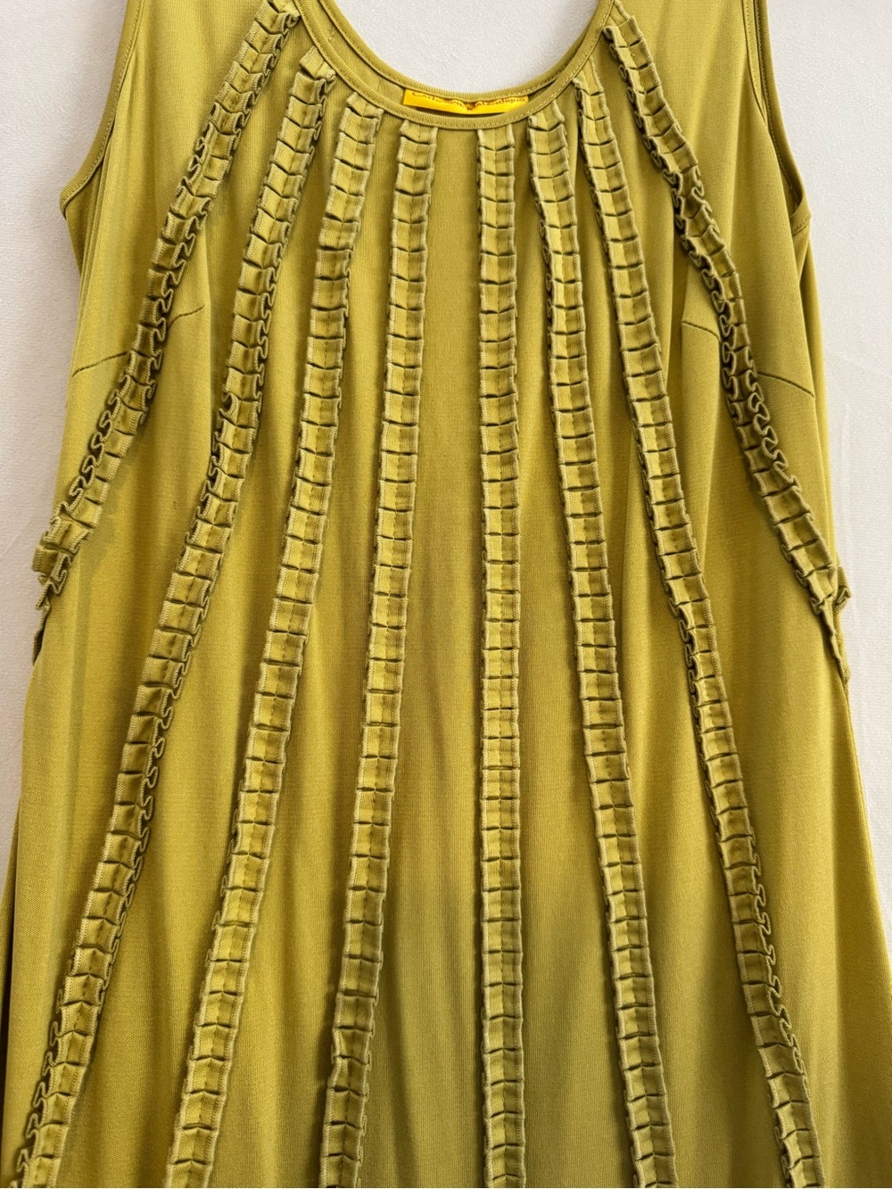 Catherine Malandrino Yellow-Green Beaded Sleeveless Mini Dress - Picture 6 of 6